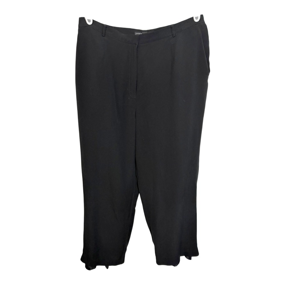 Josephine Chaus 20W Black Silk Trousers Elastic Waist Dress Pants Officecore